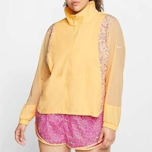 Nike Icon yellow floral Women's Running Jacket Plus‎ Size 1X